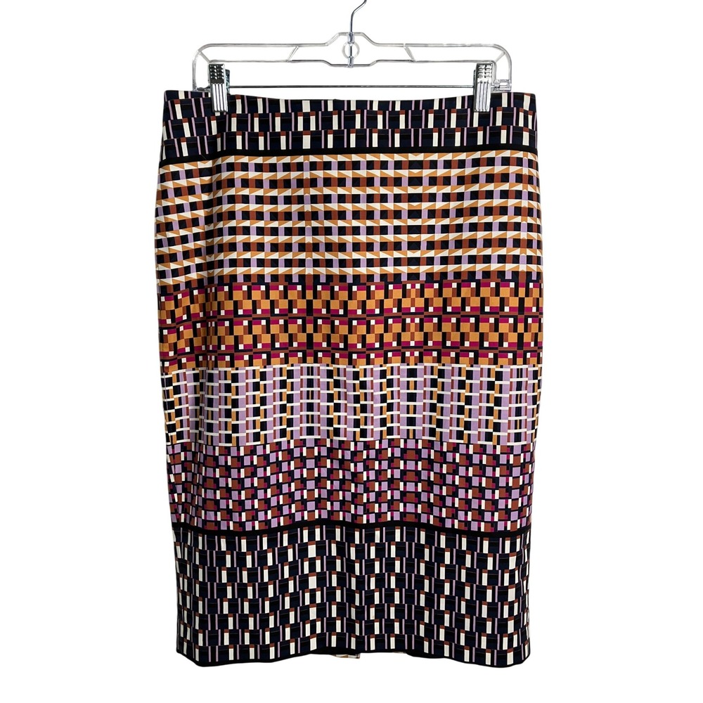 Lord & Taylor Fully Lined Geometric Print Pencil Skirt Back Zip Business Boho 8